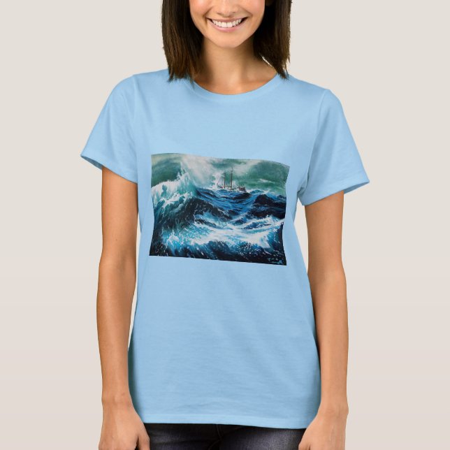 Schiff im Sturm T-Shirt (Vorderseite)