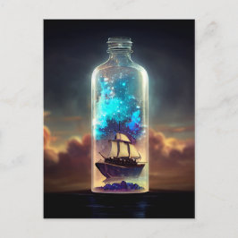 Schiff in einer Flasche Fantasy Pirate Age of Sail Postkarte