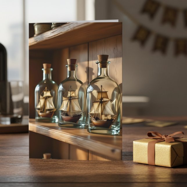 Schiff in einer Flasche Seeschifffahrt Geburtstag  Karte (Von Creator hochgeladen)