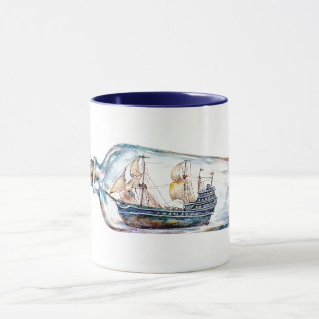 Schiff in einer Flasche Tasse (Zentrum)