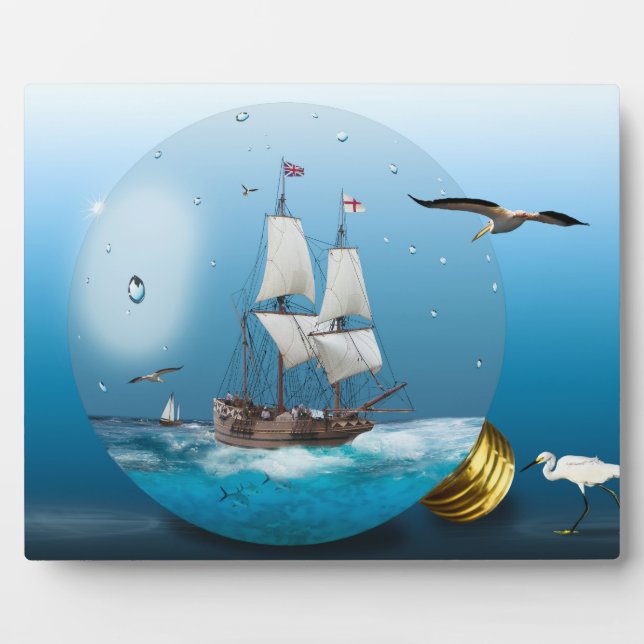 Schiff in einer Glühbirne Fotoplatte (Vorderseite)