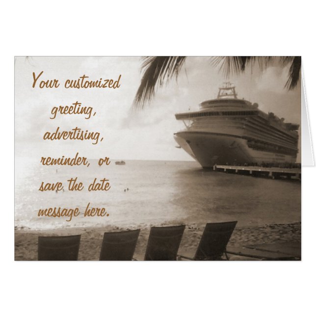 Schiff in Sepia Custom Card (Vorderseite (Horizontal))