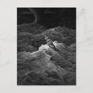 Schiff in stürmischer See Postkarte