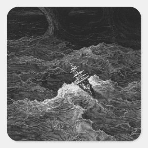 Schiff in stürmischer See Quadratischer Aufkleber