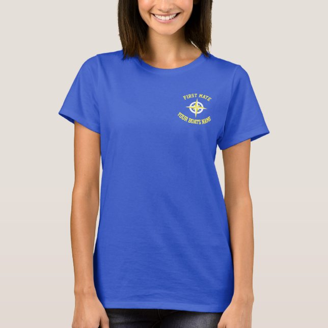 Schiff Kompass individuelle Name Boot Erste-Partne T-Shirt (Vorderseite)