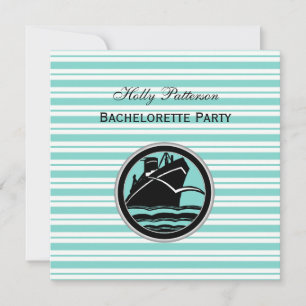 Schiff Lt Blu Wht Stripe #2 SQ Bachelorette Einladung