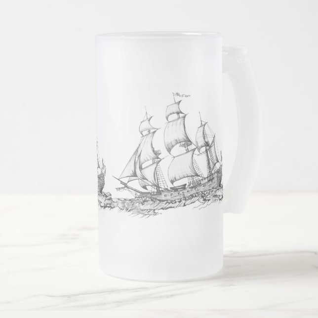 Schiff Mattglas Bierglas (VorderseiteRechts)