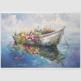 Schiff mit farbenfrohen Wildblumen Decoupage Seidenpapier