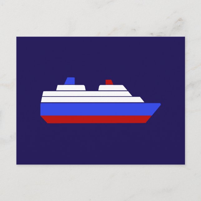 Schiff mit rotem und blauem Meer Postkarte (Vorderseite)
