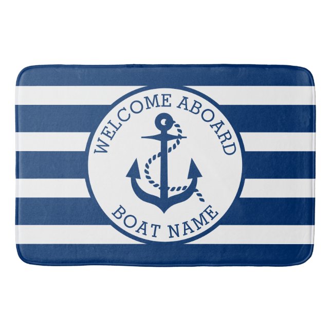 Schiff Nautical Anchering Navy Custom Welcome Bard Badematte (Vorderseite)