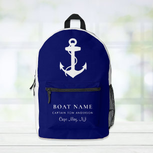 Schiff Nautical Anchor Captain Familienname Navy B Bedruckter Rucksack