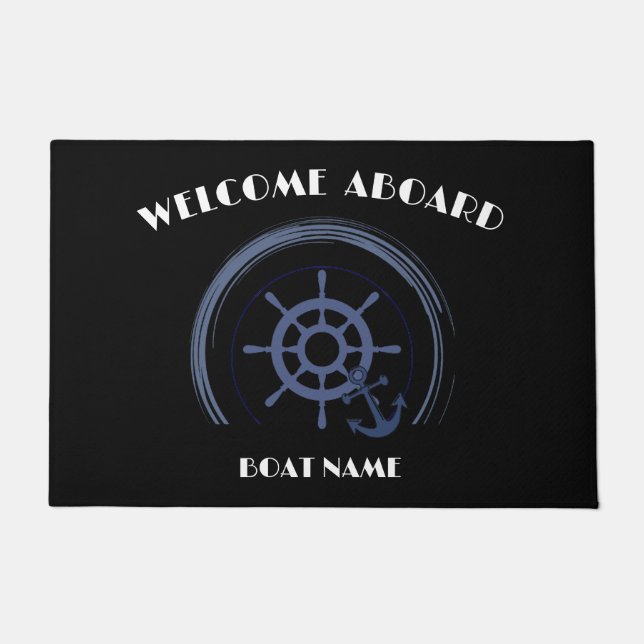 Schiff Nautical Anchor Laurel Custom Willkommen an Fußmatte (Vorderseite)