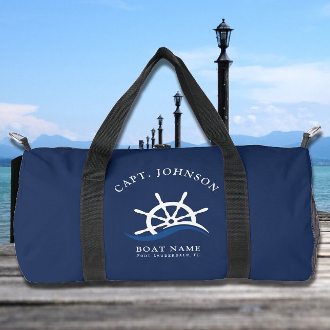 Schiff Nautical Blue Wave Navy Schiff Helm Boat Duffle Bag (Nautical Blue Wave Navy Captain Ship Helm Boat Duffle Bag)