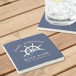 Schiff Nautical Blue Wave Navy Schiff Helm Boat Steinuntersetzer