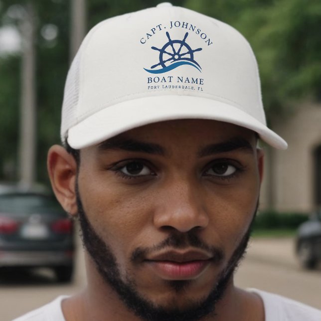 Schiff Nautical Blue Wave Navy Schiff Helm Boat Truckerkappe (Von Creator hochgeladen)