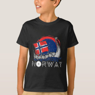 Schiff Norwegische Flagge Norwegen Wikinger-Schiff T-Shirt
