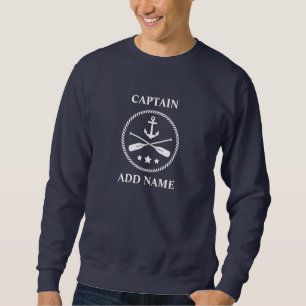 Schiff oder Captain Name mit Anchor & Oars Navy Bl Sweatshirt