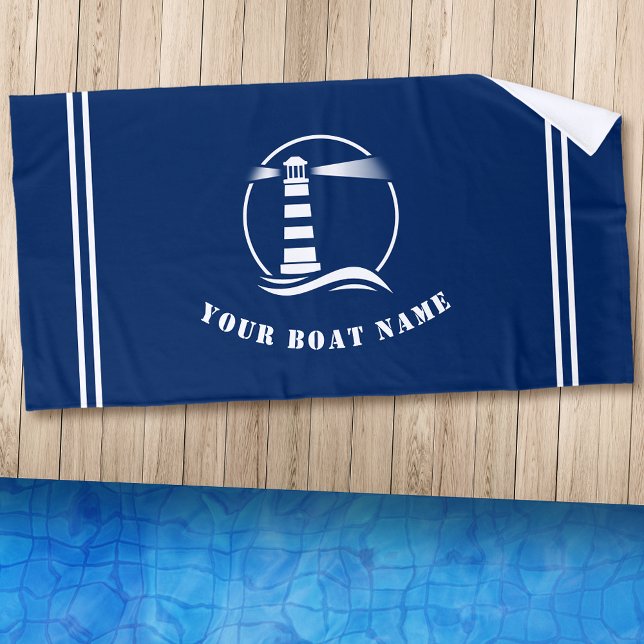 Schiff oder Name Nautical Classic Lighthouse Navy  Strandtuch (Von Creator hochgeladen)