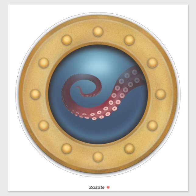 Schiff Porthole Octopus Kinderzimmer Wassersport Aufkleber (Blatt)