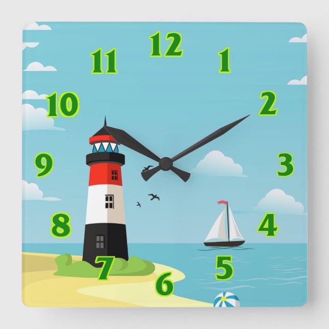 Schiff Quadratische Wanduhr (Vorderseite)