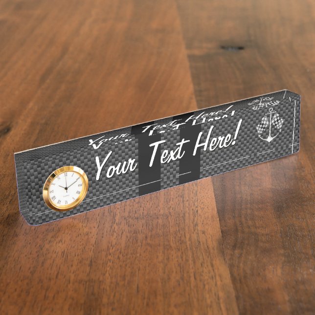 Schiff-Racing im Stil von schwarzem Kohlenstofffas Namensplakette (Seite)