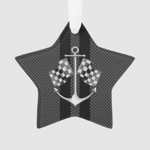 Schiff-Racing im Stil von schwarzem Kohlenstofffas Ornament