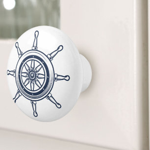 Schiff Ship Wheel an der Küste von Blue Beach Hous Keramikknauf