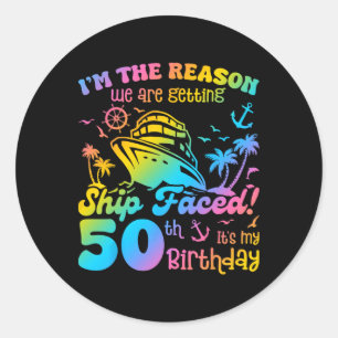 Schiff trifft auf meinen 50. Geburtstag Kreuzfahrt Runder Aufkleber