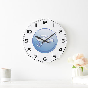 Schiff und Anker Große Wanduhr