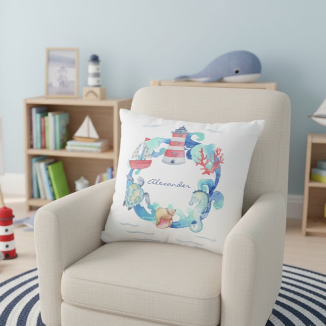 Schiff und Leuchtturm von Tieren im Seeverkehr Kissen (Von Creator hochgeladen)