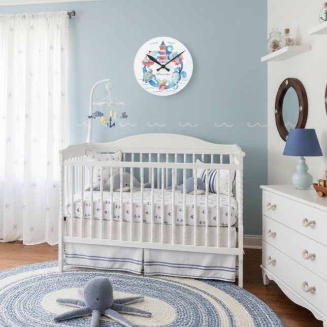 Schiff und Leuchtturm von Tieren im Seeverkehr Runde Wanduhr (Von Creator hochgeladen)