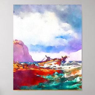 Schiffbruch an der Küste Norwegens Poster