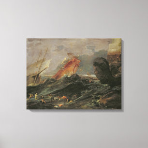 Schiffbruch auf einem felsigen Ufer, c.1645-50 Leinwanddruck