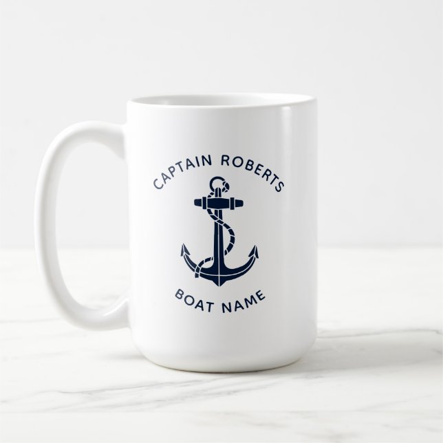 Schiffchenanker Kapitän und Besatzung Benutzerdefi Kaffeetasse (Links)