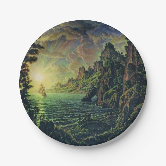 Schiffe: Abend Sun (von Konstantin Bogaevsky) Pappteller (Vorderseite)