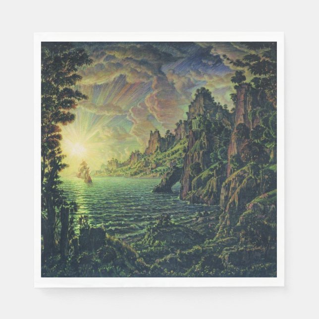 Schiffe: Abend Sun (von Konstantin Bogaevsky) Serviette (Vorderseite)