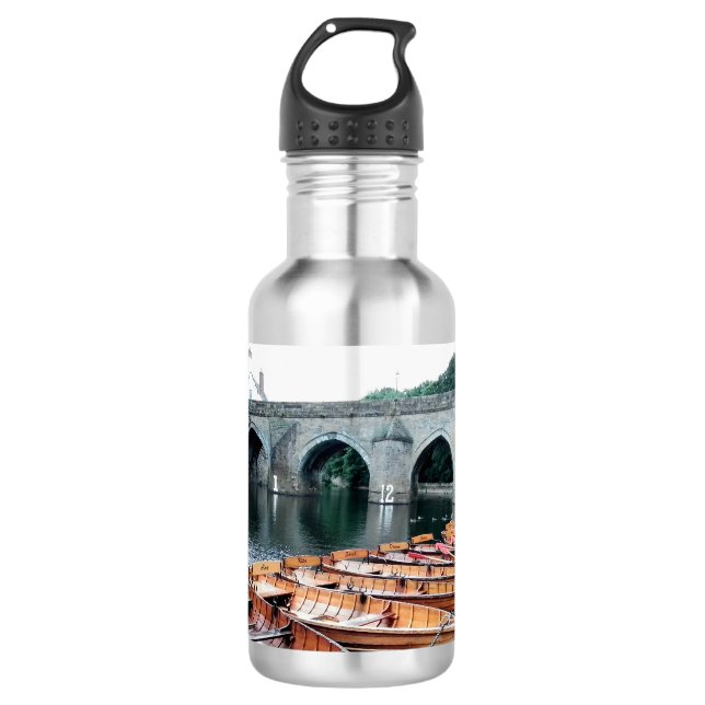 Schiffe am Fluss Durham Edelstahlflasche (Vorderseite)