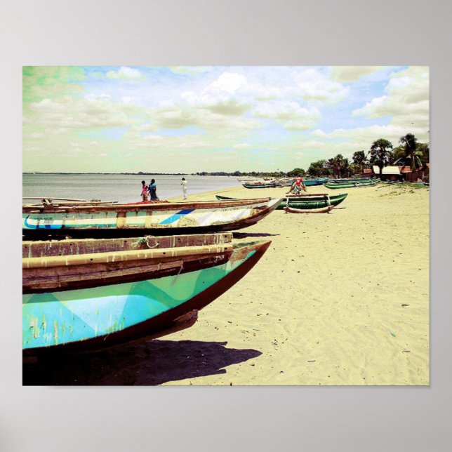 Schiffe am Tropical Beach Poster (Vorne)