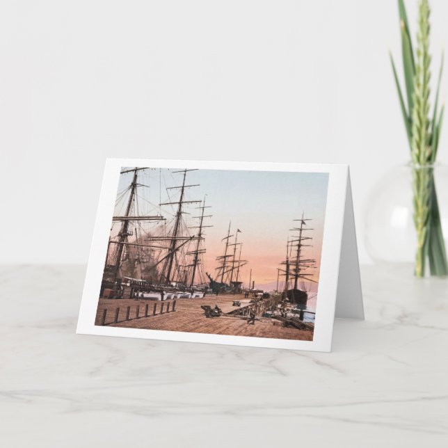 Schiffe an den Kais in San Francisco circa 1900 Karte (Vorderseite)