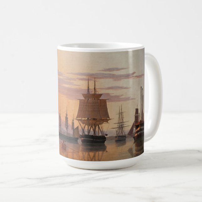 Schiffe auf dem Fluss Tagus | Carl Dahl Kaffeetasse (VorderseiteRechts)