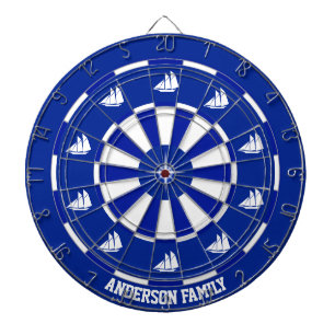 Schiffe auf Marineblau und Weiß Dartscheibe