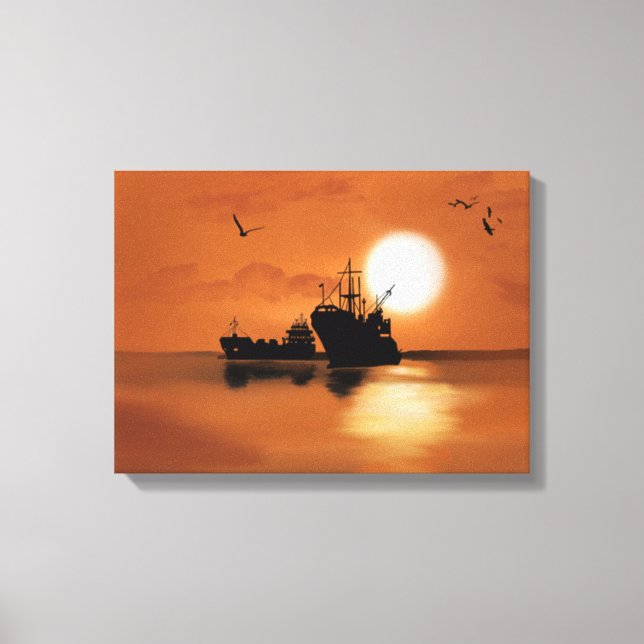 Schiffe auf See Leinwanddruck (Vorderseite)