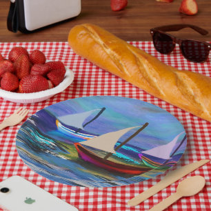 Schiffe auf See Pappteller