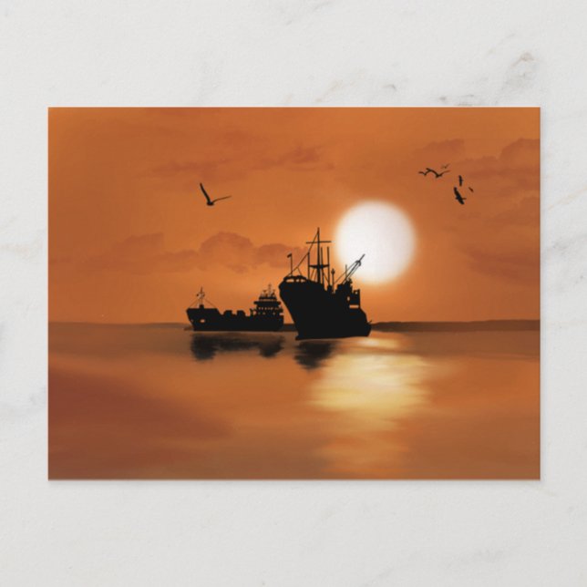 Schiffe auf See Postkarte (Vorderseite)