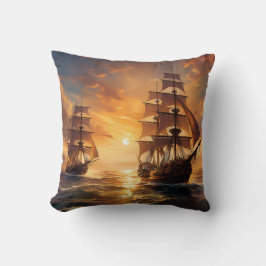 Schiffe bei Sunset Kissen