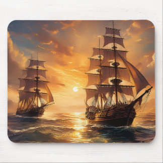 Schiffe bei Sunset Mousepad