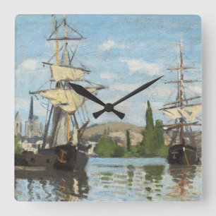 Schiffe Claude Monets , die auf die Seine in Quadratische Wanduhr