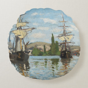Schiffe Claude Monets , die auf die Seine in Rundes Kissen