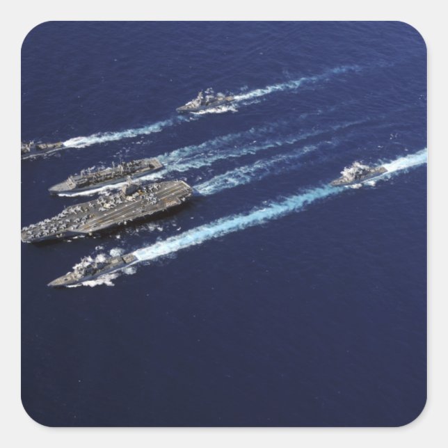 Schiffe der Abraham Lincoln Carrier Strike Group Quadratischer Aufkleber (Vorderseite)