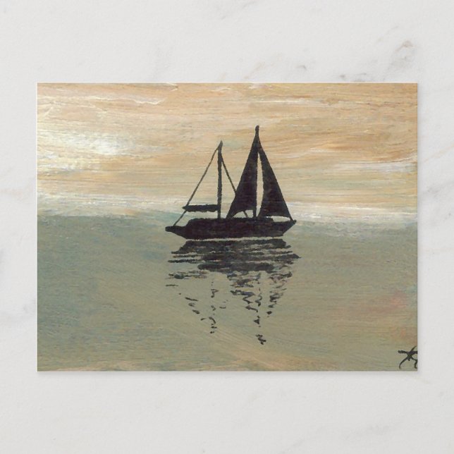 Schiffe der Fantasie "Sailboat Reflections" C Postkarte (Vorderseite)
